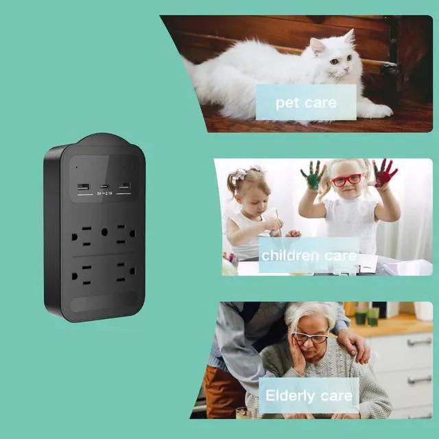 Alt view image 2 of 7 - 2025 Upgraded 4K WiFi Nanny Cam Hidden Camera with Night Vision,Wireless Outlet Charger Spy Camera,Motion Detection|SD Storage Indoor Camera for Pet|Home|Office-Black