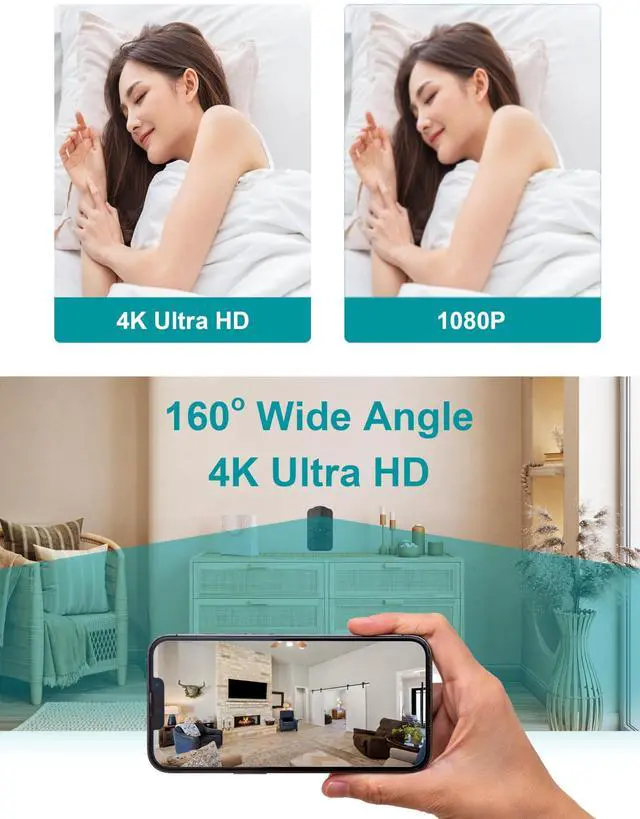 Alt view image 5 of 7 - 2025 Upgraded 4K WiFi Nanny Cam Hidden Camera with Night Vision,Wireless Outlet Charger Spy Camera,Motion Detection|SD Storage Indoor Camera for Pet|Home|Office-Black