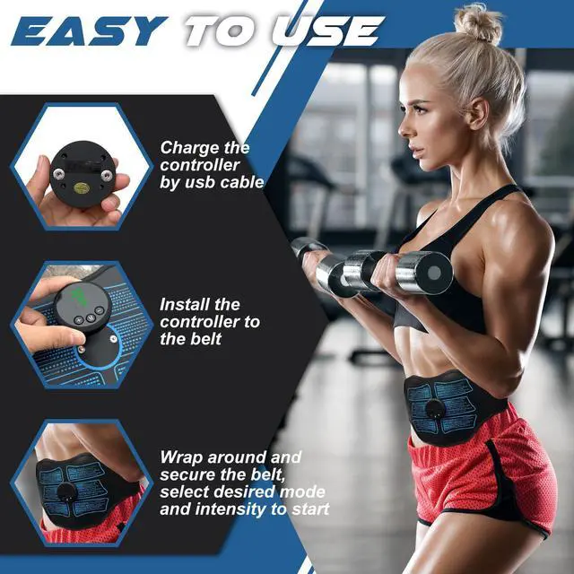 Alt view image 6 of 7 - FDA Cleared - MHD TENS Muscle Stimulator - Dual TENS & PMS Functions, 12 Programs for Easy Abs Muscle Stimulation and Activation, Home Gym Use