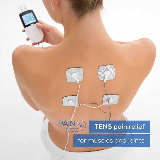 Alt view image 2 of 7 - EM49 Digital TENS & EMS Device for Pain Relief and Muscle Stimulation, 15 TENS Programs, 35 EMS Programs, 2 Adjustable Channels with 4 Self-Adhesive Electrodes