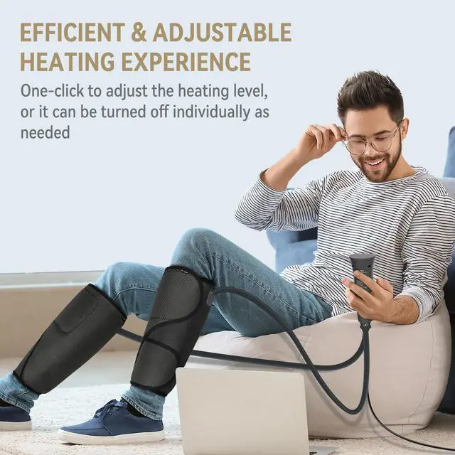 Alt view image 4 of 7 - Leg Massager with Heat Air Compression Calf Massager for Circulation Helpful for Pain Relief RLS Edema and Muscles Relaxation - Great Gift for Wife Mom