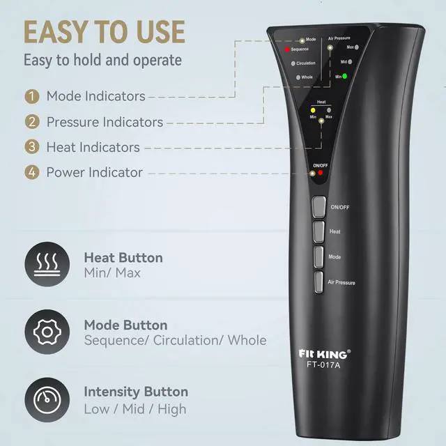 Alt view image 5 of 7 - Leg Massager with Heat Air Compression Calf Massager for Circulation Helpful for Pain Relief RLS Edema and Muscles Relaxation - Great Gift for Wife Mom