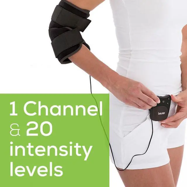 Alt view image 6 of 7 - EM29 2-in-1 Knee and Elbow TENS Machine for Pain Relief with 20 Intensity Levels, 4 Programs, and Reusable Water Contact Electrodes, Digital Muscle Stimulator Device