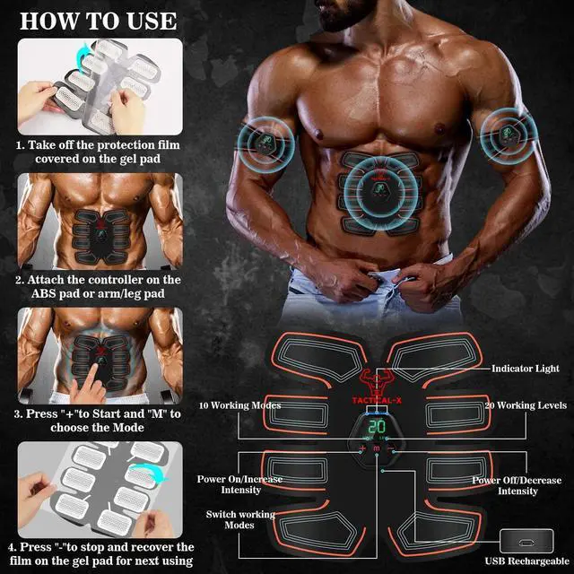 Alt view image 3 of 6 - Abs Stimulator Military Grade, Vital Flex Core Ab Stimulator Military Grade, MHD TENS - Ab Stimulator and for Easy Abs Muscle Stimulation and Muscle Activation, Ideal Home Gym Device,Unisex