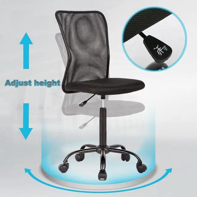 Alt view image 6 of 7 - Ergonomic Office Chair Desk Chair Mesh Computer Chair Armless Back Support Modern Executive Rolling Swivel Chair with Lumbar SupportBlack