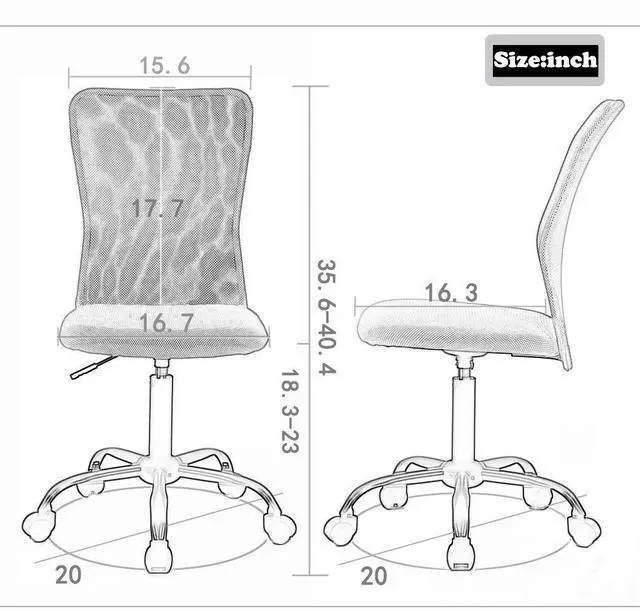 Alt view image 7 of 7 - Ergonomic Office Chair Desk Chair Mesh Computer Chair Armless Back Support Modern Executive Rolling Swivel Chair with Lumbar SupportBlack