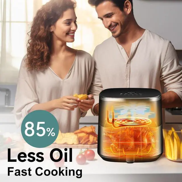 Alt view image 5 of 7 - Digital Air Fryer 6qt with Window Up - 6 QT Big Airfryer 6-in-1 Presets Preheat Airfry Reheat Bake Roist Broil 400°F Airfrier 85% Oil Less,Nonstick Dishwasher-Safe Parts, Automatic Shutoff