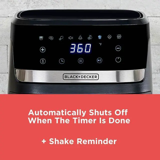 Alt view image 4 of 6 - Purifry 4QT Air Fryer, Timer with Auto Shut-off and Shake Reminder, Digital LED Touchscreen and 9 Presets, 1300W up to 400 F, Dishwasher Safe Parts