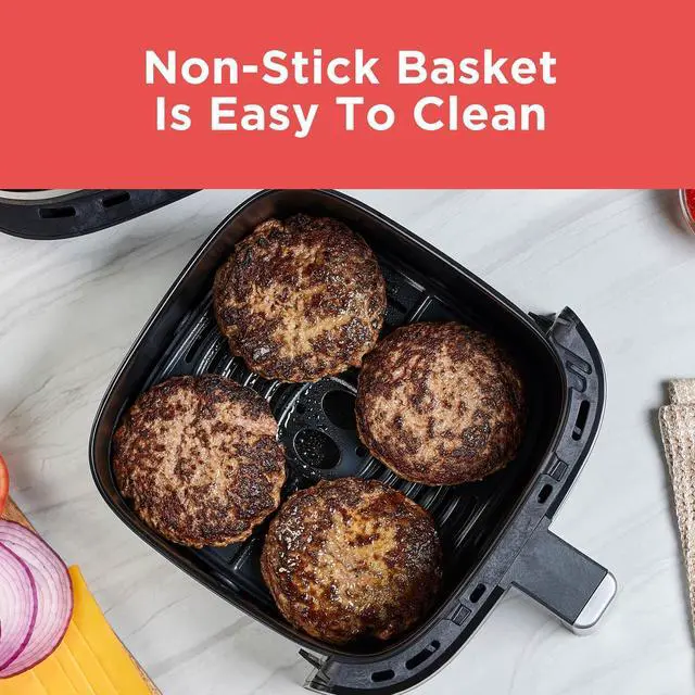 Alt view image 5 of 6 - Purifry 4QT Air Fryer, Timer with Auto Shut-off and Shake Reminder, Digital LED Touchscreen and 9 Presets, 1300W up to 400 F, Dishwasher Safe Parts