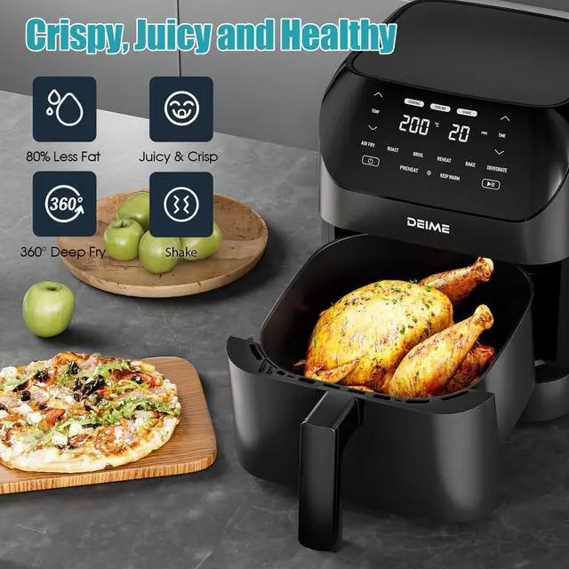 Alt view image 4 of 6 - Air Fryer 6.2 QT Large Capacity Oilless Hot Air Fryers Oven 1500W Healthy Cooker with 8 Presets, Digital LCD Touch Screen, Visual Cooking Window, Non-Stick Basket, Included Recipe (Black-M)