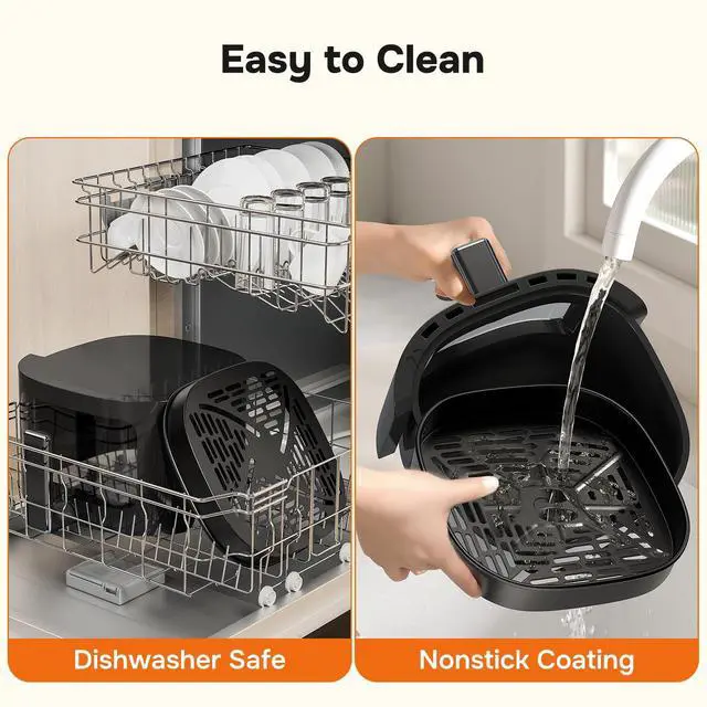 Alt view image 6 of 7 - Air Fryer - 6.34 QT Digital Airfryer with Visible Window, 12 Presets Functions, Nonstick and Dishwasher-Safe Basket, 1700W, Gray