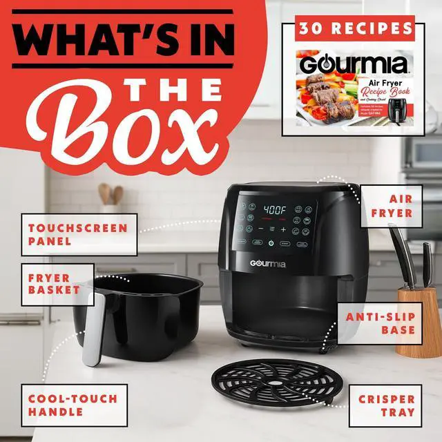 Alt view image 3 of 7 - Air Fryer Oven Digital Display 4 Quart Large AirFryer Cooker 12 1-Touch Cooking Presets, Black and Stainless Steel Accents Fry Force GAF486