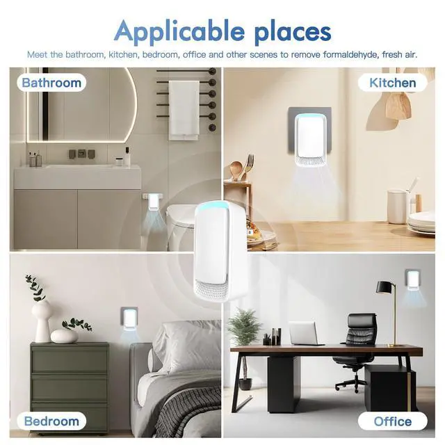 Alt view image 7 of 7 - Plug In Air Ionizers - Negative Ion Technology Air Purifier - Quiet Operation Air Freshener for Home, Bedroom, Office, Garage Room - Portable Air Purifiers Odor,Pets Smell - Air Cleaner White (4 Pack