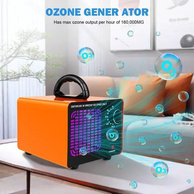 Alt view image 2 of 7 - Ozone Generator 160,000mg/h, Ozone Machine Odor Removal Ozone Odor Eliminator Ozonator Air Ionizer Deodorizer for Home/Car/Smoke/Pet Odor