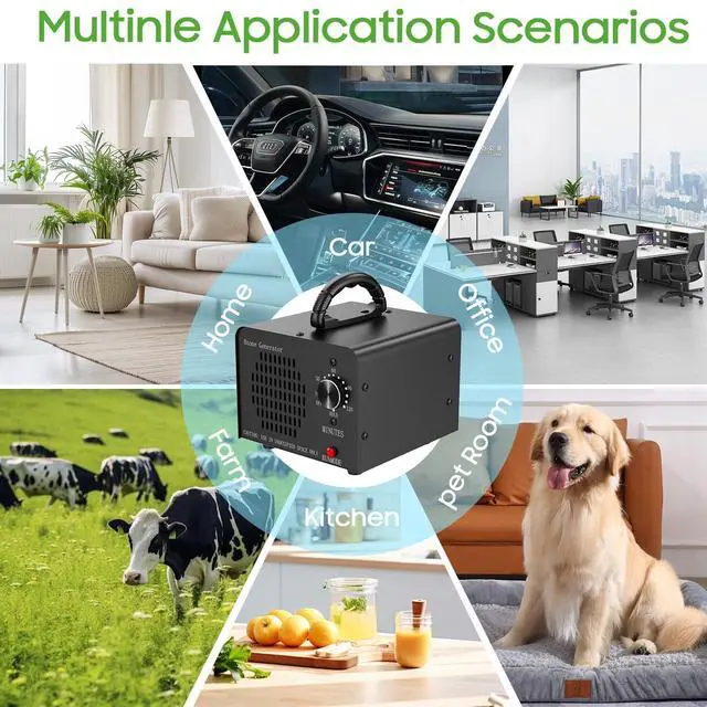 Alt view image 3 of 6 - Ozone Generator Machine 80,000mg/h, High Capacity Ozone Odor Eliminator Removal Air Purifier for Home Car Pet & Basement Odor, Suitable for Spaces up to 5,000 Square Feet, Black
