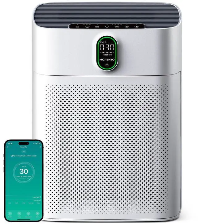 Main image of Air Purifier for Home Large Room Bedroom Up to 1076 ft², Wi-Fi and Alexa Control, PM2.5 Air Quality Monitor, Auto Mode, HEPA Filter Removes Dust, Pollen, Smoke 1 Pack, White
