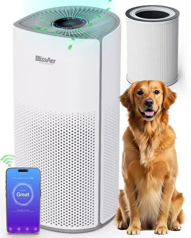 Main image of Air Purifiers for Home Large Room Pets Up to 1800 Ft² - Smart WiFi & Voice Control True HEPA Air Purifier For Home Bedroom Smoke, Dust, Pet Dander, Pollen, Sleep Mode - Kery Plus