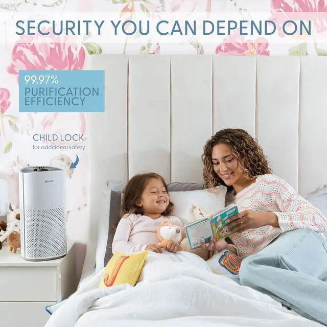 Alt view image 6 of 7 - Air Purifiers for Home Large Room Pets Up to 1800 Ft² - Smart WiFi & Voice Control True HEPA Air Purifier For Home Bedroom Smoke, Dust, Pet Dander, Pollen, Sleep Mode - Kery Plus