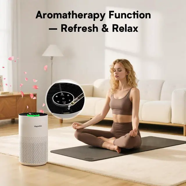 Alt view image 5 of 7 - Upgraded Air Purifiers for Bedroom & Home with H14 True HEPA Filter, Covers Up to 1080ft², 360° Air Intake, Quiet Pet Air Purifier, Fragrance & Timer,Removes Smoke, Pet Dander & Pollen,White