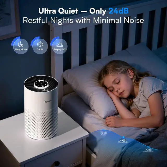 Alt view image 4 of 7 - Upgraded Air Purifiers for Bedroom & Home with H14 True HEPA Filter, Covers Up to 1080ft², 360° Air Intake, Quiet Pet Air Purifier, Fragrance & Timer,Removes Smoke, Pet Dander & Pollen,White