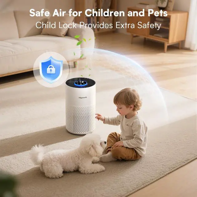 Alt view image 6 of 7 - Upgraded Air Purifiers for Bedroom & Home with H14 True HEPA Filter, Covers Up to 1080ft², 360° Air Intake, Quiet Pet Air Purifier, Fragrance & Timer,Removes Smoke, Pet Dander & Pollen,White