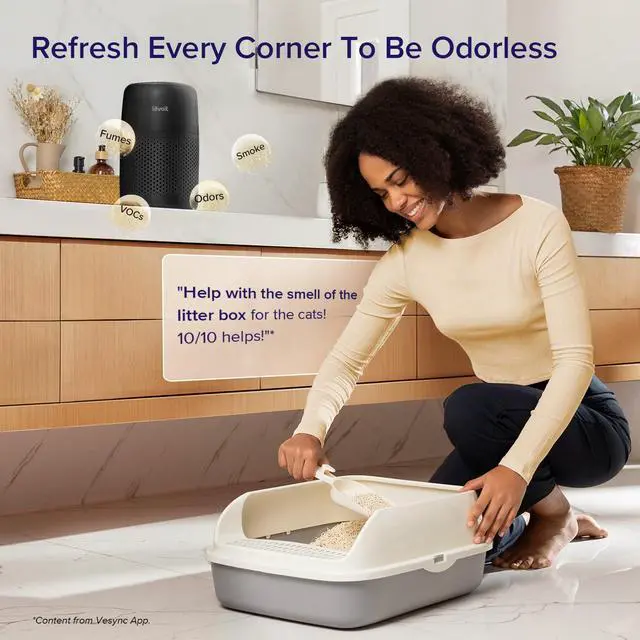 Alt view image 3 of 7 - Air Purifiers for Bedroom Home, AHAM VERIFIDE, 3-in-1 Filter with Fragrance Sponge for Better Sleep, Filters Smoke, Allergies, Pet Dander, Odor, Dust, Office, Portable, Core Mini-P, Black