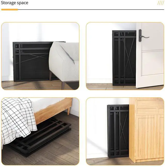 Alt view image 5 of 7 - Lutown Teen Folding Computer Desk - 32 inch, Writing & Gaming, Small Space Office Desk, Black, No Assembly Required