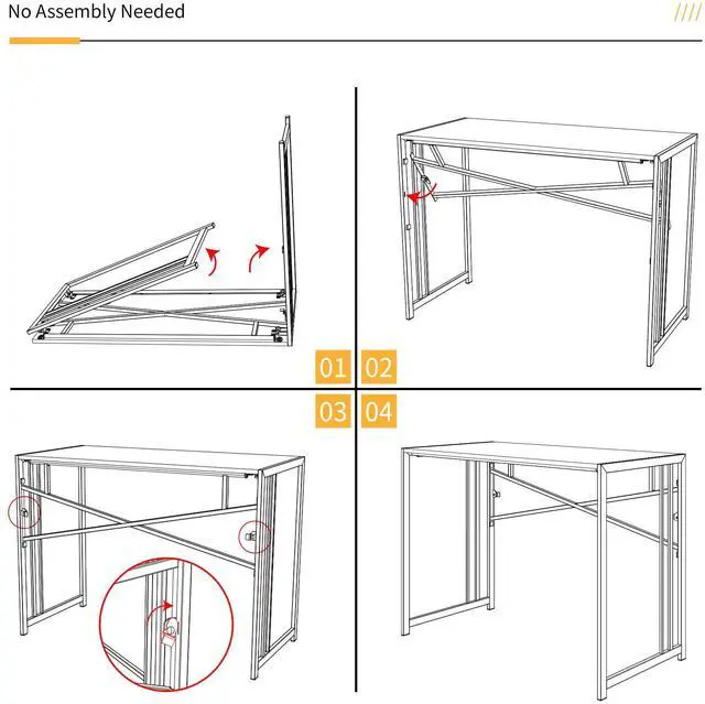 Alt view image 4 of 7 - Lutown Teen Folding Computer Desk - 32 inch, Writing & Gaming, Small Space Office Desk, Black, No Assembly Required