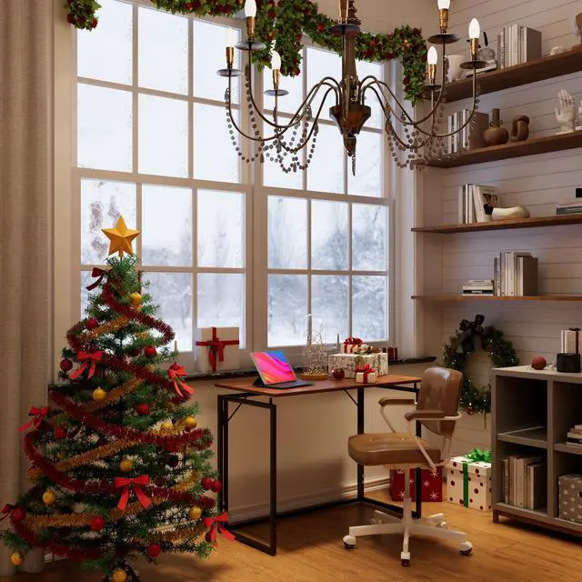 Alt view image 2 of 7 - Folding Desk 30 Inch - No Assembly Small Foldable Desk for Small Space, Minimalist Space Saving Collapsible Compact Desk Portable Table for Craft, Writing, Study and Work