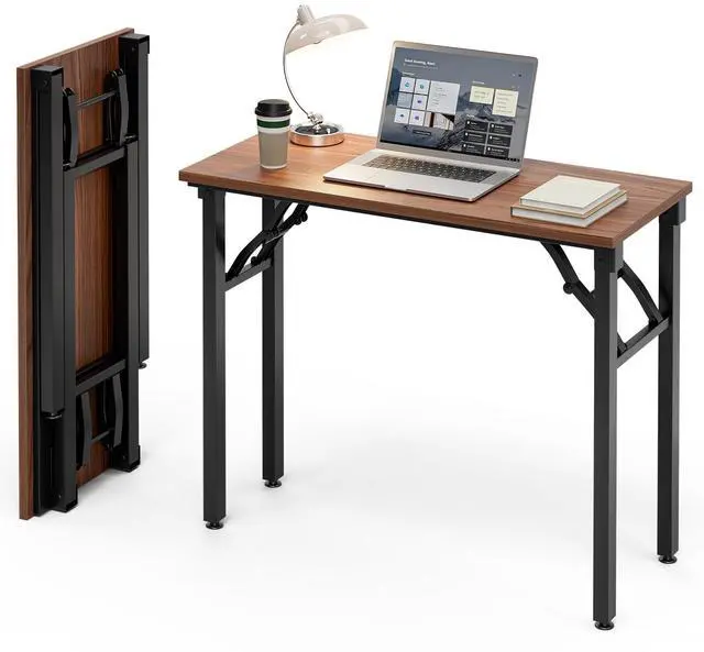 Main image of Small Folding Computer Desk Portable 35.8 Inch Foldable Laptop Table, Collapsible and Compact for Easy Storage and Fast Setup, Lightweight for Small Spaces, Craft and Study Use, Dark Walnut