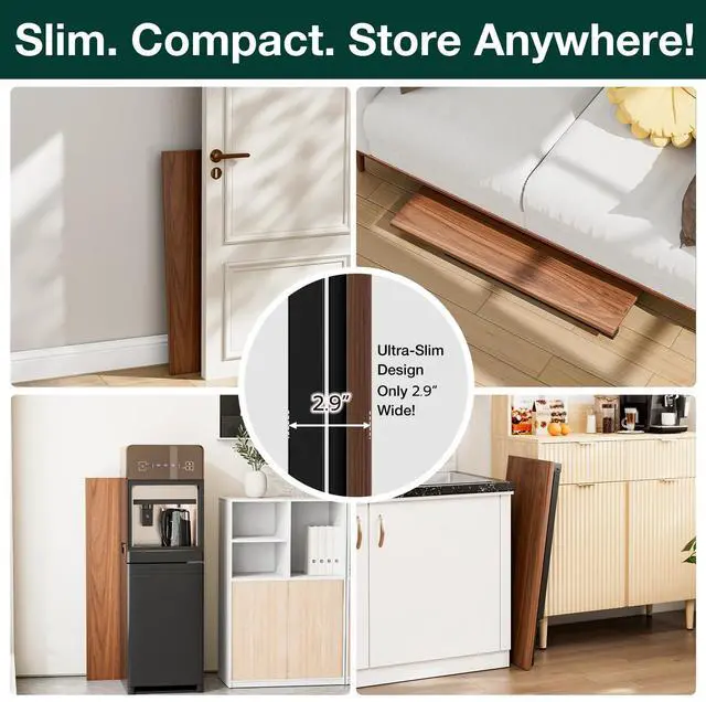 Alt view image 6 of 7 - Small Folding Computer Desk Portable 35.8 Inch Foldable Laptop Table, Collapsible and Compact for Easy Storage and Fast Setup, Lightweight for Small Spaces, Craft and Study Use, Dark Walnut