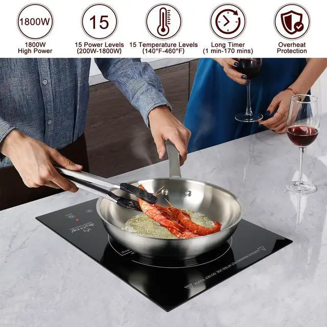 Alt view image 2 of 7 - Built-in Induction Cooktop, Portable Countertop Burner, Sensor Touch Induction Burner, 170-Minute Timer, Safety Lock, 1800W BT-200T1/8600BI