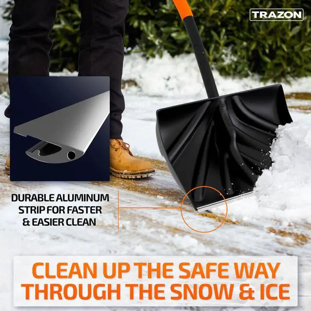 Alt view image 4 of 7 - Snow Shovel Heavy Duty for Driveway with Ergonomic Handle to Use Without Backpain for Home Garage Car - Snow Shovel with 18 Inch Blade Large Capacity and 60 Inch Long Ergonomic Handle (Black)