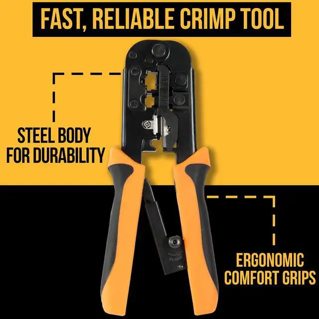 Alt view image 3 of 7 - Professional Network Tool Kit 15 In 1 - RJ45 Crimper Tool Cat 5 Cat6 Cable Tester, Gauge Wire Stripper Cutting Twisting Tool, Ethernet Punch Down Tool, Screwdriver, Knife