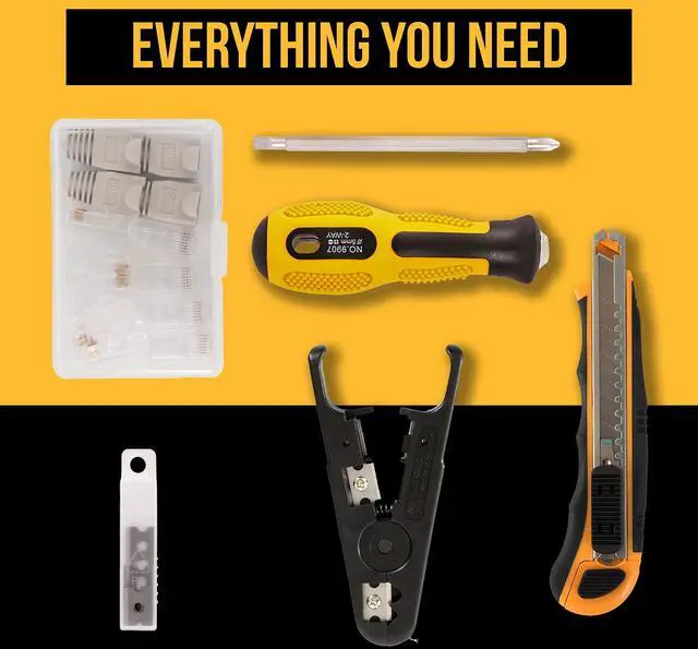 Alt view image 7 of 7 - Professional Network Tool Kit 15 In 1 - RJ45 Crimper Tool Cat 5 Cat6 Cable Tester, Gauge Wire Stripper Cutting Twisting Tool, Ethernet Punch Down Tool, Screwdriver, Knife