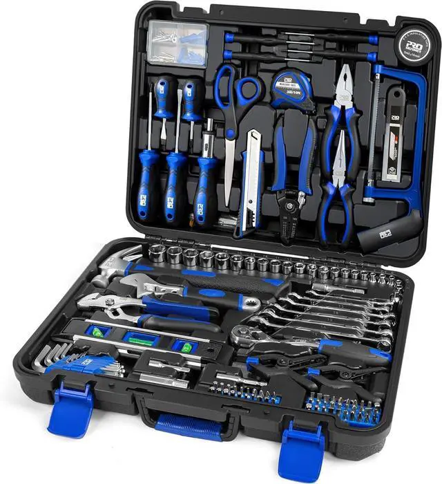 Main image of 259-Piece Tool Kit, General Household Hand Tool Set with Plastic Storage Toolbox, Portable Complete Repair Tool Box for Home and Car (Blue)