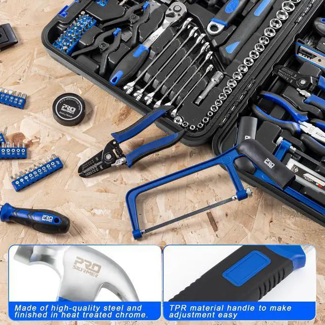Alt view image 5 of 7 - 259-Piece Tool Kit, General Household Hand Tool Set with Plastic Storage Toolbox, Portable Complete Repair Tool Box for Home and Car (Blue)