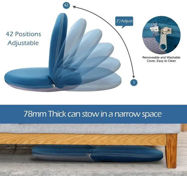 Alt view image 2 of 7 - Floor Chair Adjustable Back Support Chair Foldable Meditation Seating Suede-Like Fabric Multiangle Cushioned Recliner for Adults Kids Video-Gaming Reading Watching, Navy