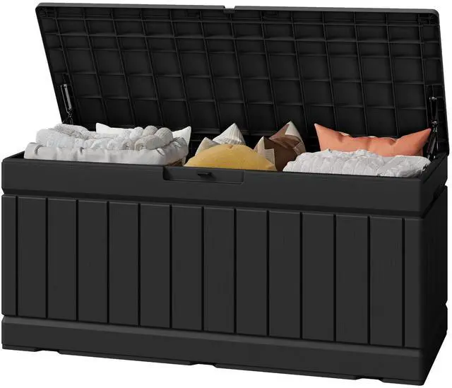 Main image of 82 Gallon Resin Deck Box Large Outdoor Storage for Patio Furniture, Garden Tools, Pool Supplies, Weatherproof and UV Resistant, Lockable, Black