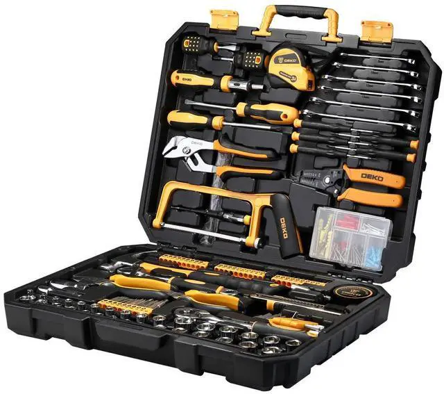 Alt view image 4 of 7 - 198 Piece Home Repair Tool Kit, Wrench Plastic Toolbox with General Household Hand Tool Set