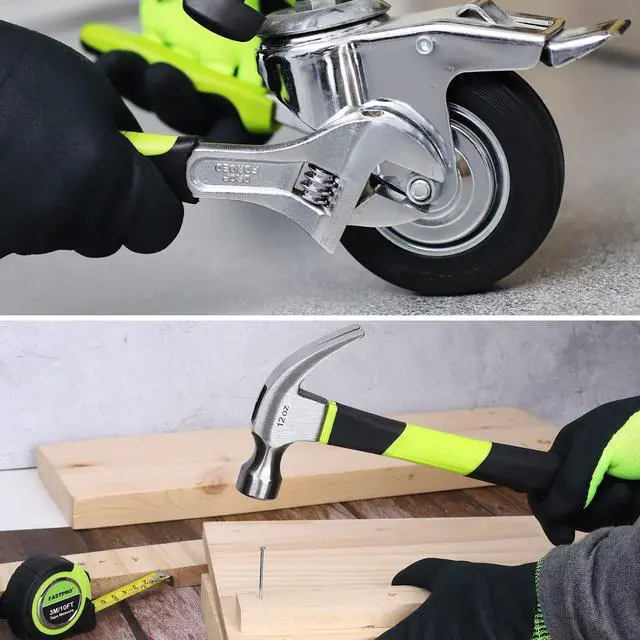 Alt view image 5 of 7 - FASTPRO 220-Piece Home Tool Set, Household Repairing Tool Kit, with 12-Inch Wide Mouth Open Storage Tool Bag, Green