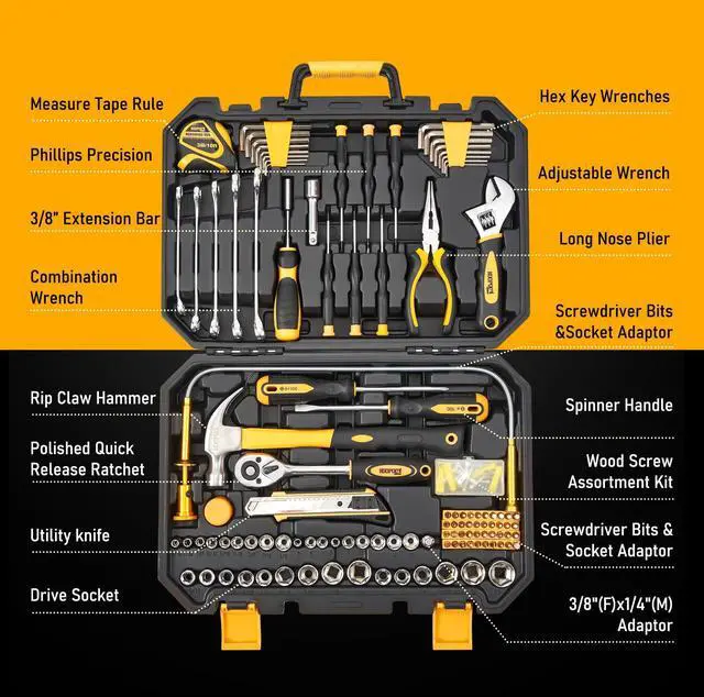Alt view image 3 of 7 - 159 Piece tool box, Tool Set for Mechanic and Car, General Household Home Tool Kit, Basic Tool Kit for Home Auto Repair, with Storage Case