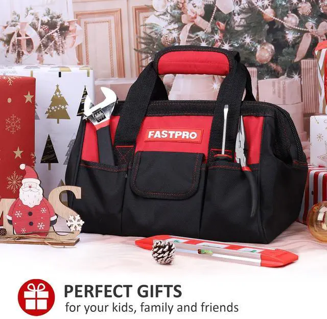 Alt view image 4 of 7 - 215-Piece Home Repairing Tool Set with 12-Inch Wide Mouth Open Storage Bag,Household Hand Tool Kit,Red