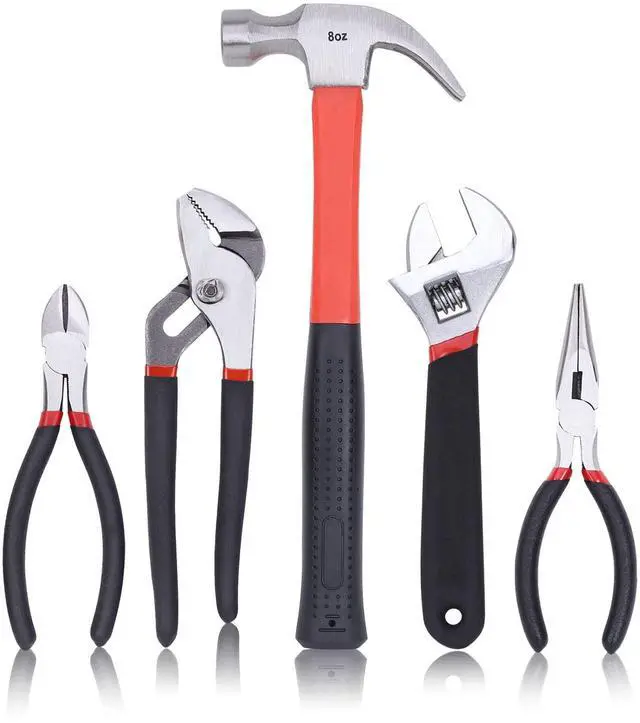 Alt view image 5 of 7 - 215-Piece Home Repairing Tool Set with 12-Inch Wide Mouth Open Storage Bag,Household Hand Tool Kit,Red