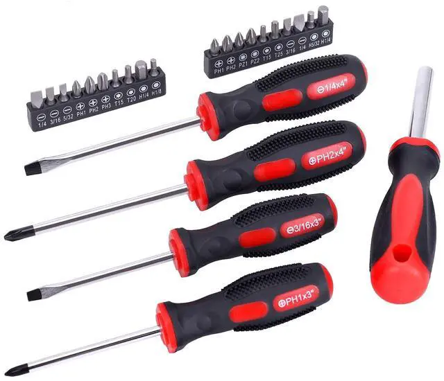 Alt view image 6 of 7 - 215-Piece Home Repairing Tool Set with 12-Inch Wide Mouth Open Storage Bag,Household Hand Tool Kit,Red