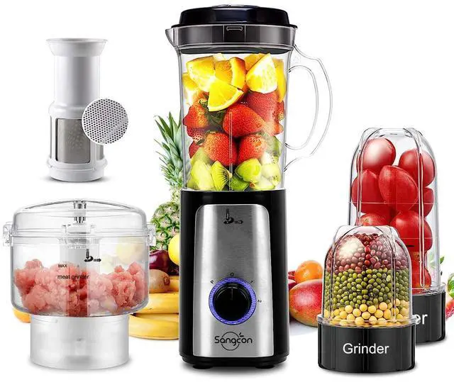 Main image of 5 in 1 Blender and Food Processor Combo for Kitchen, Small Electric Food Chopper for Meat and Vegetable, 350W High Speed Blenders with 2 Speeds and Pulse for Smoothies and Shakes