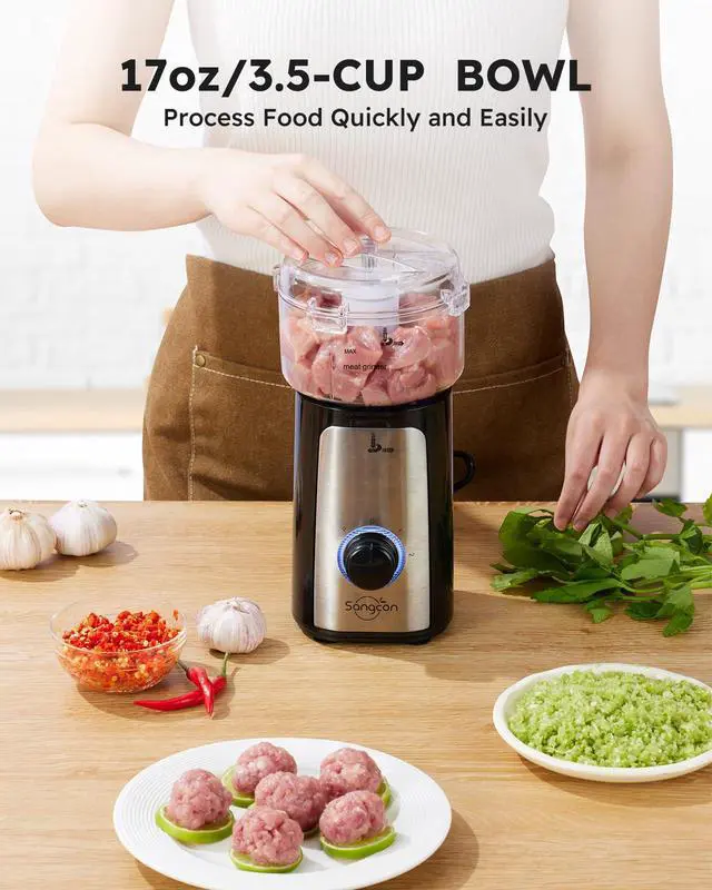 Alt view image 3 of 7 - 5 in 1 Blender and Food Processor Combo for Kitchen, Small Electric Food Chopper for Meat and Vegetable, 350W High Speed Blenders with 2 Speeds and Pulse for Smoothies and Shakes