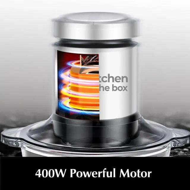 Alt view image 2 of 7 - Food Processor, Electric Meat Grinder & Food Chopper with 400W Powerful Veggie Chopper-2 Bowls8 Cup+8 Cup & 2 Bi-Level Blades for Meat/Fish/Vegetable/Baby FoodSliver Button