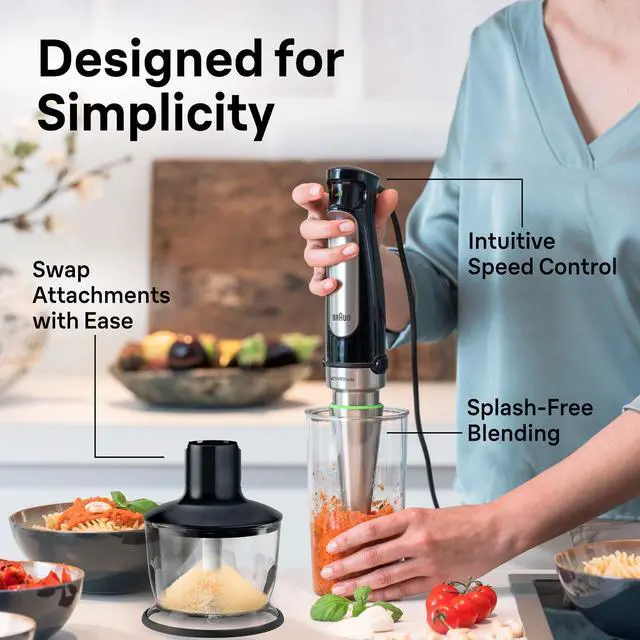 Alt view image 3 of 7 - MultiQuick 7 3-in-1 Immersion Blender with Food Processor Powerful Handheld Electric Stick Blender - Emulsifier for Chopping, Beating & Whisking - Ideal for Soup, Puree, Smoothies & More