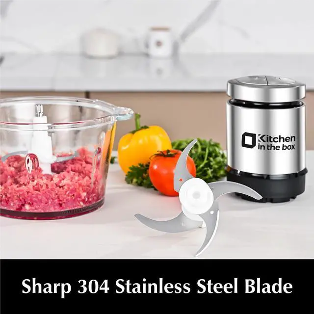 Alt view image 5 of 7 - Food Processor, Electric Meat Grinder & Food Chopper with 400W Powerful Veggie Chopper-2 Bowls8 Cup+8 Cup & 2 Bi-Level Blades for Meat/Fish/Vegetable/Baby FoodSliver Button